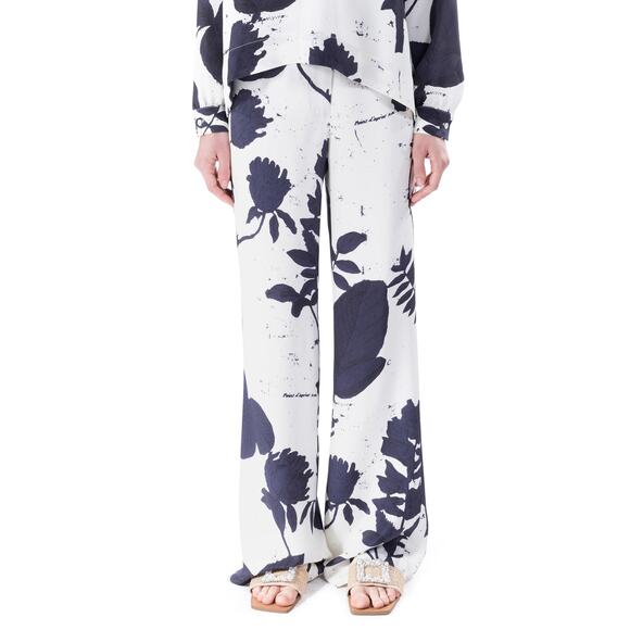 LIBERTINE CYANOTYPES SILK WIDE LEG PANTS